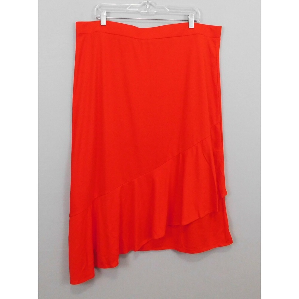 G.I.L.I. Knit Ruffle Skirt, Red, X-Large‎